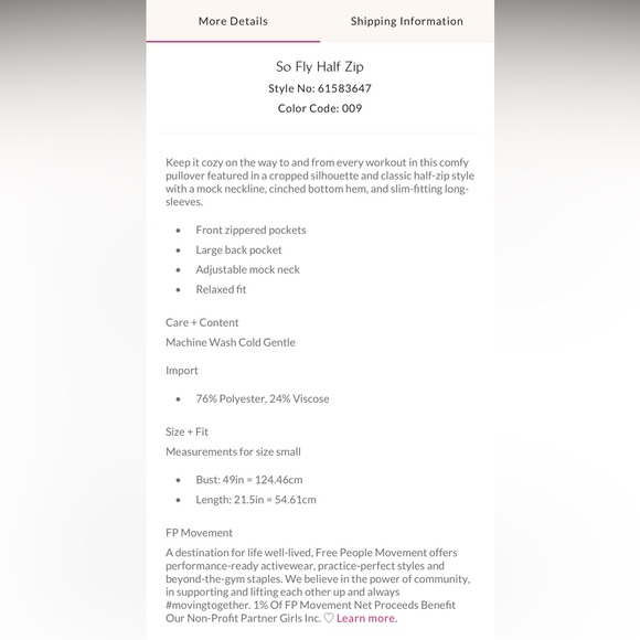 FP Movement So Fly Half Zip Fleece - Picture 3 of 16